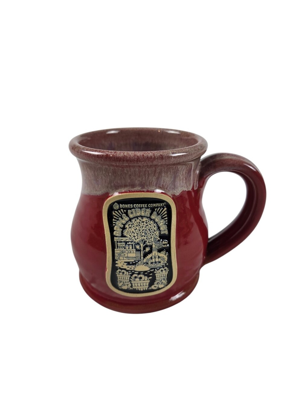 Deenan Pottery Bones Coffee Company Apple Cider Donut Red Drip Glaze Mug